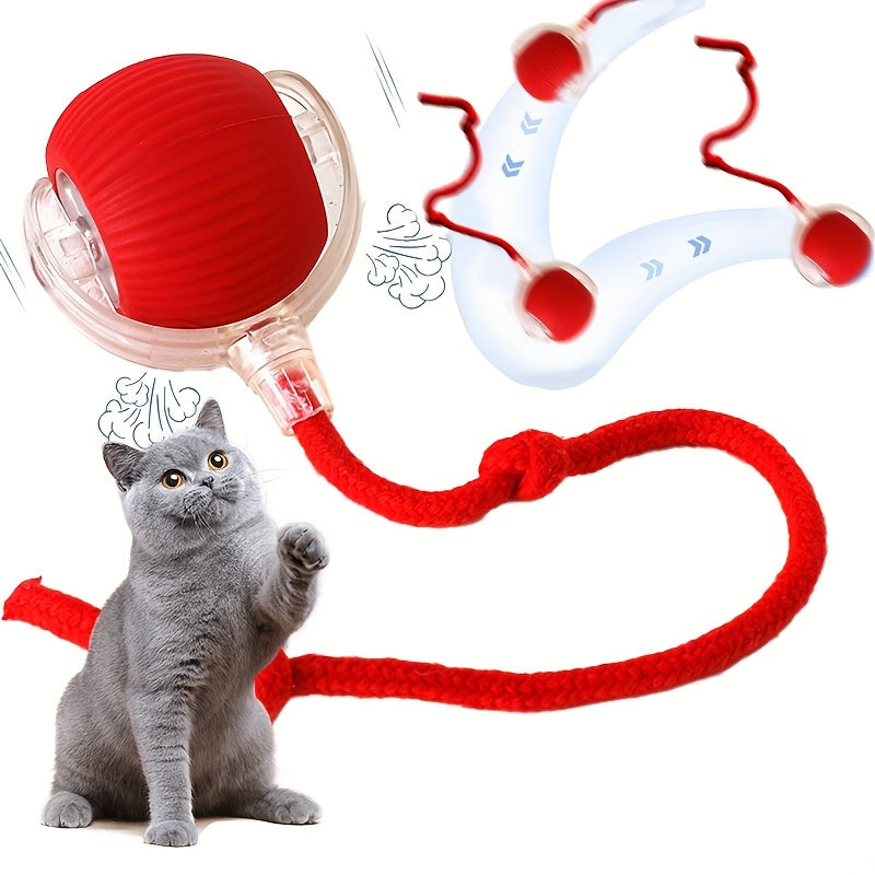 Electric cat ball with trailing tail rope