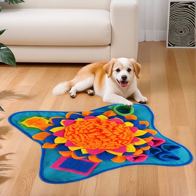 Fabric snuffle mat with dense fleece strips