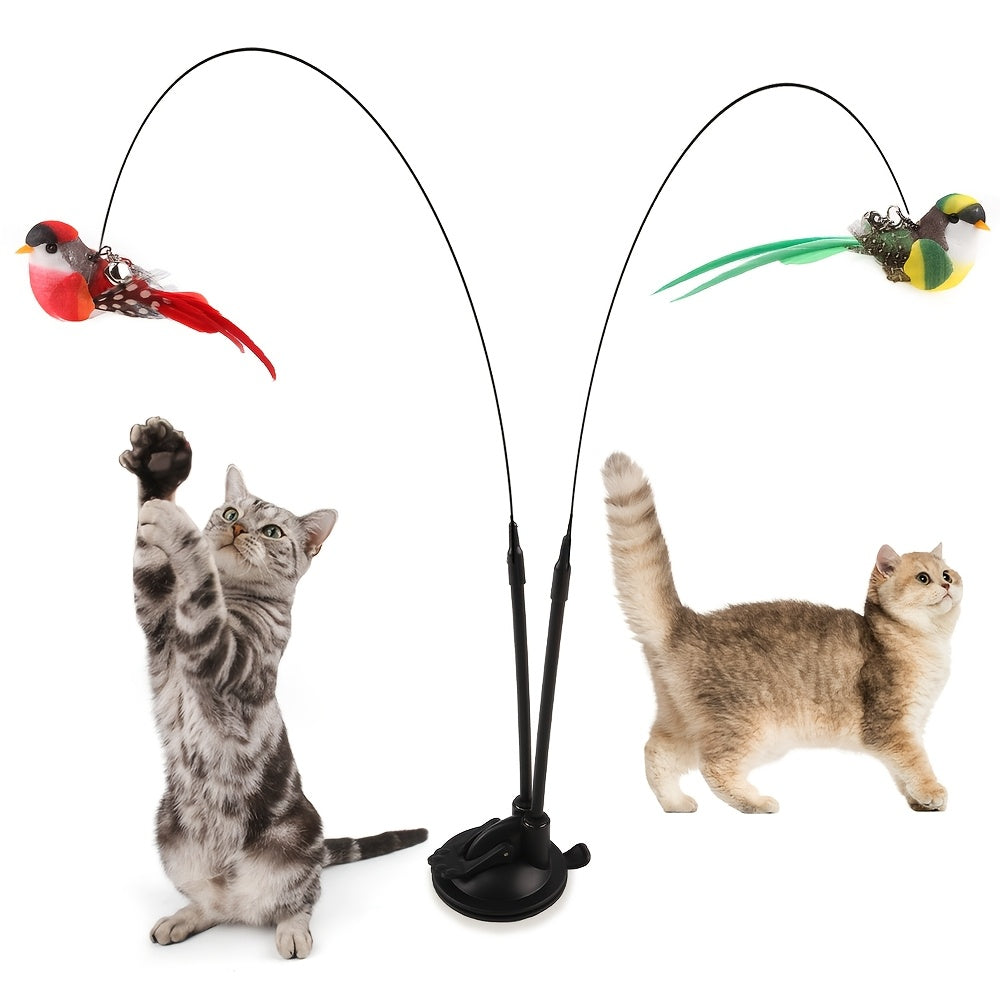 Cat playing with the hanging toy