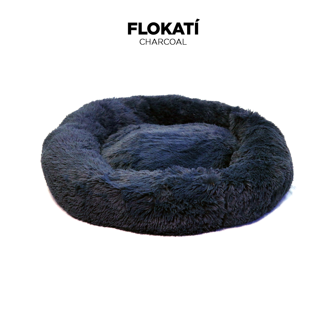 IREMIA Fluffy Flokati Dog Bed in Charcoal
