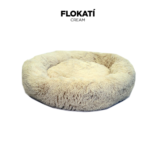 IREMIA Fluffy Flokati Dog Bed in Cream