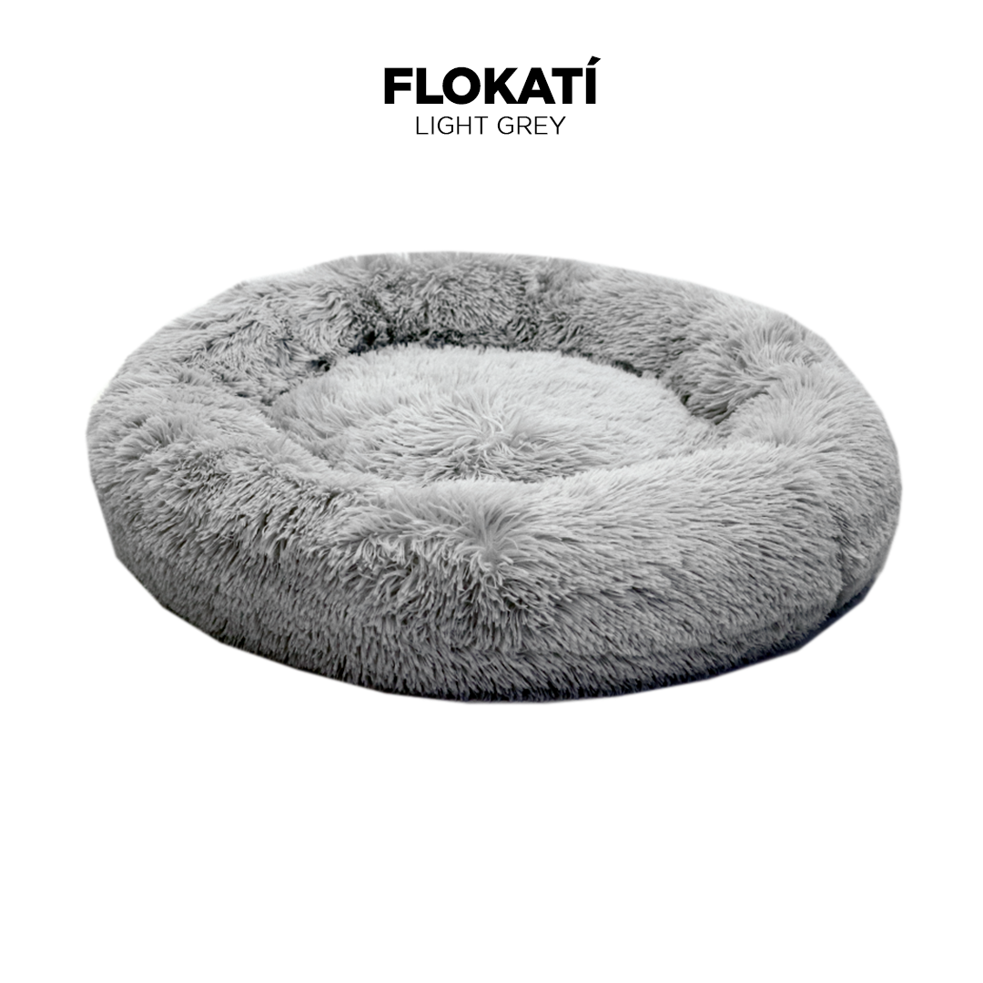 IREMIA Fluffy Flokati Dog Bed in Light Grey
