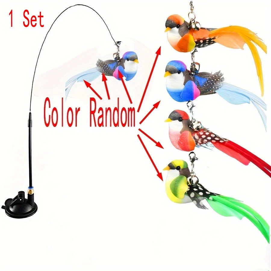 Cat leaping at the bird toy