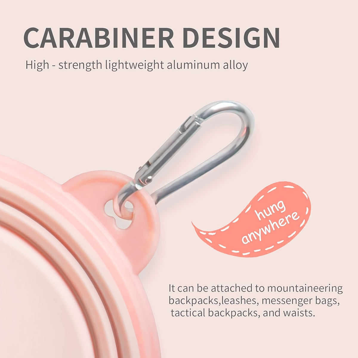 Collapsible travel bowl with carabiner clip