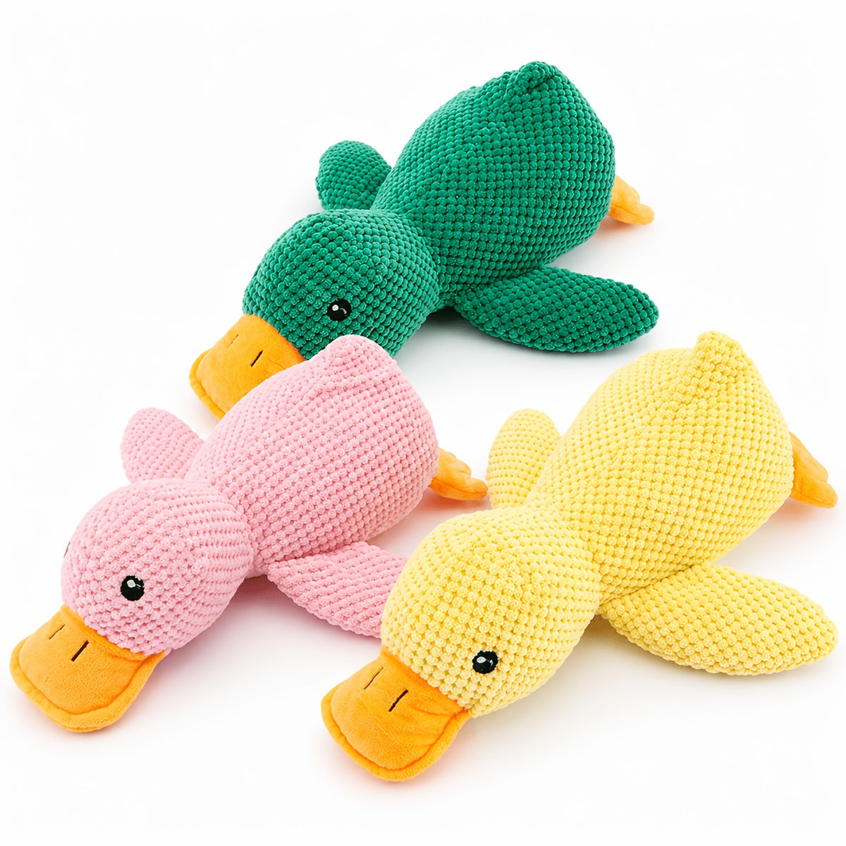 Yellow plush squeaky duck dog toy, 23cm