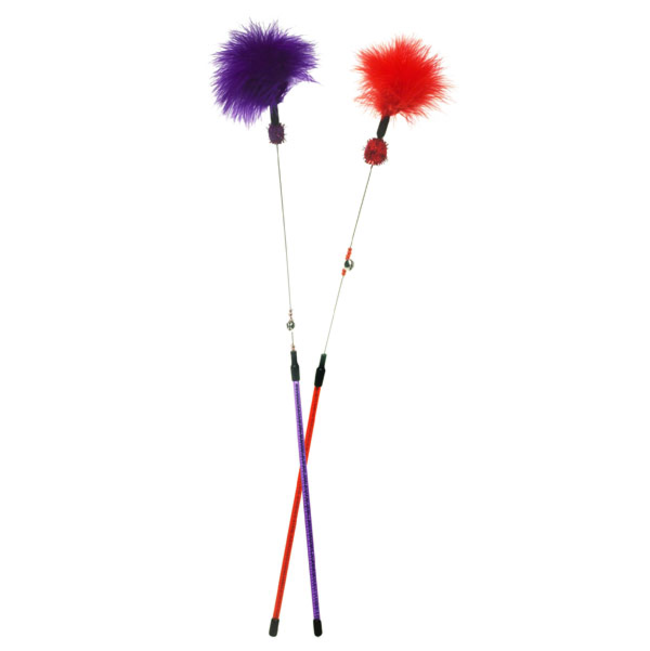 zaTeazer cat teaser wand pack of two with feathers and bell